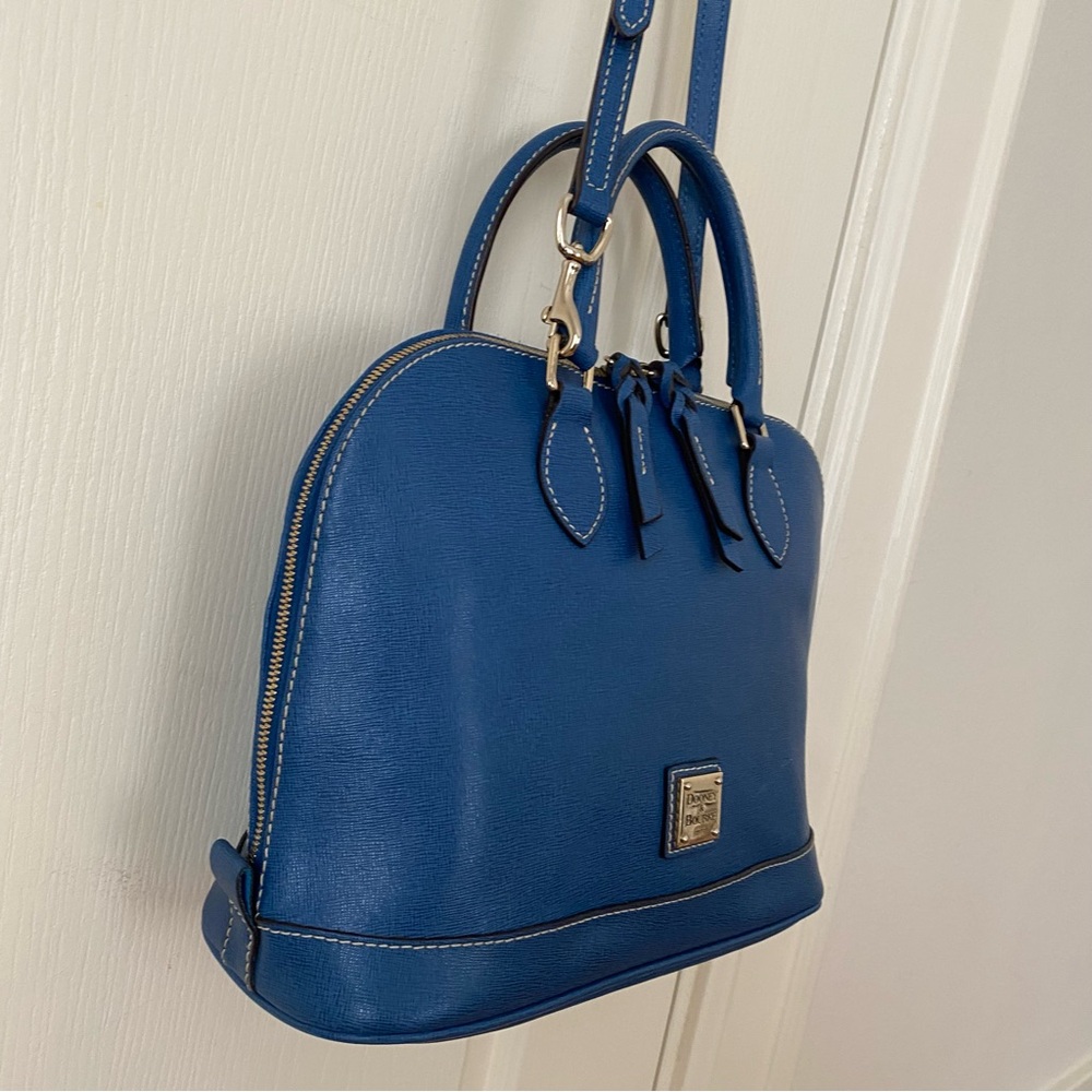 Dooney & Bourke Blue Leather Dome Satchel Shoulder Bag - Picture 3 of 12
